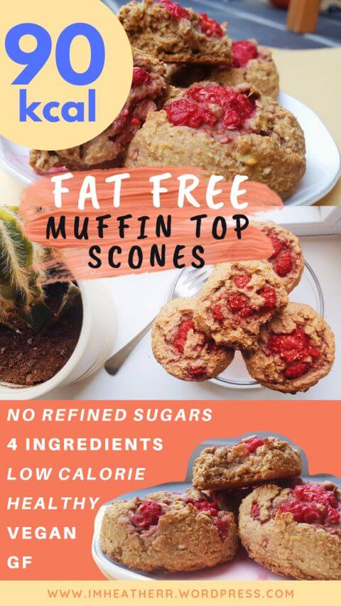 Fat Free 90 Calorie Muffin Top Scones Vegan & Gluten Free, Eggless, Butterless, No sugar, sugar free
