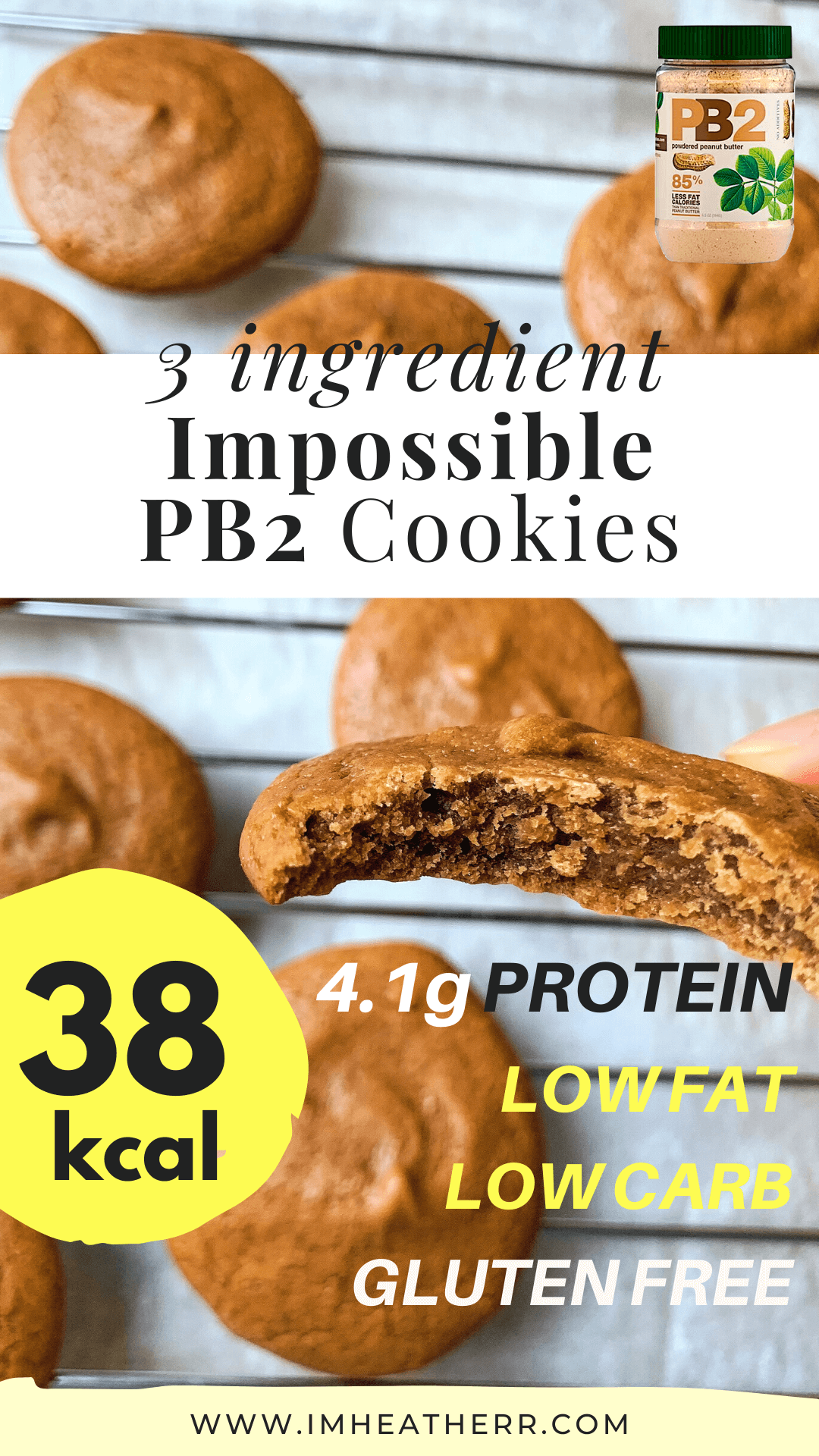 3 Ingredient PB2 Protein Peanut Butter Cookies (38 Calories, Low Carb ...